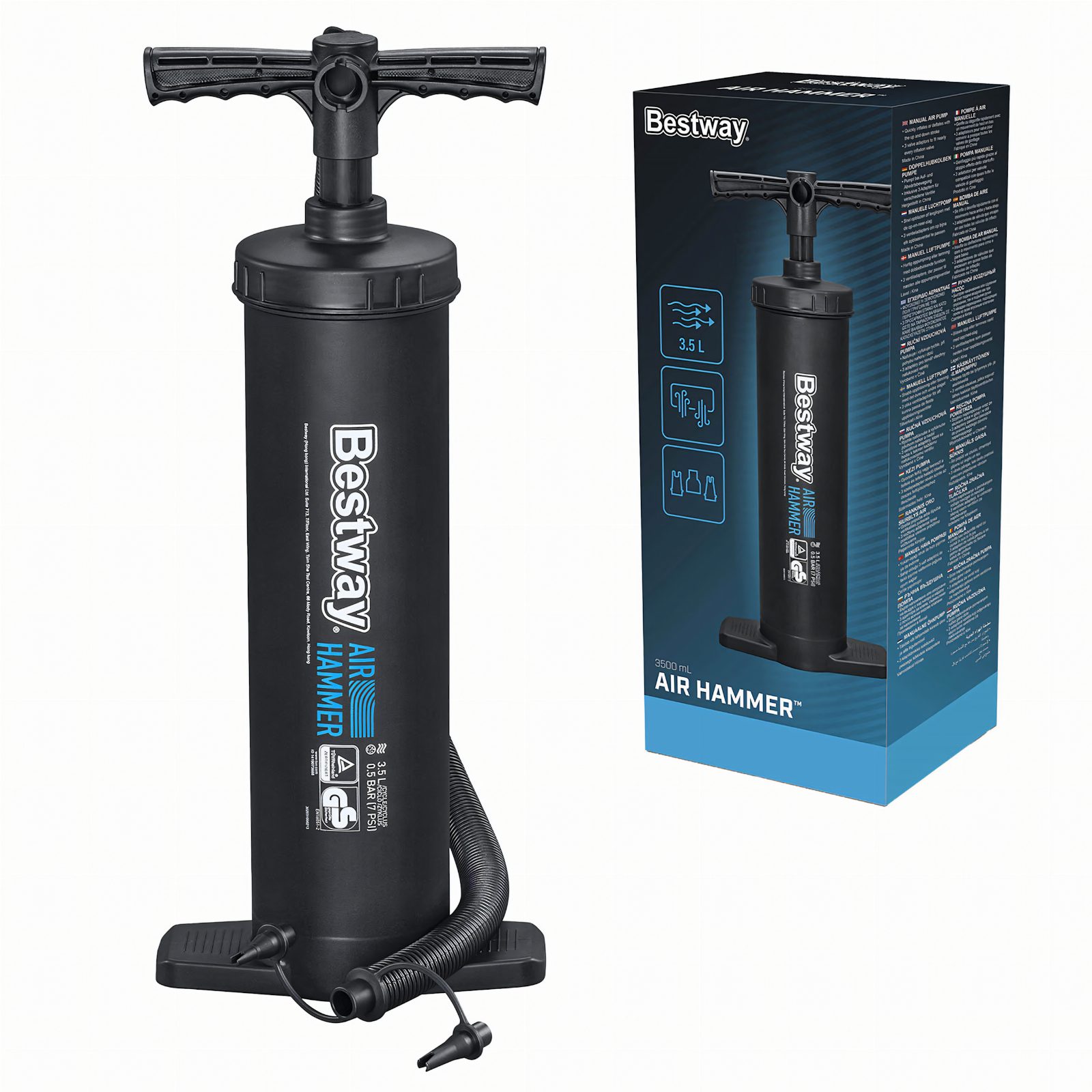 Bestway 62030 Pompka Manualna  Tłokowa do Materacy Basenu 48 cm 3,5L Czarna