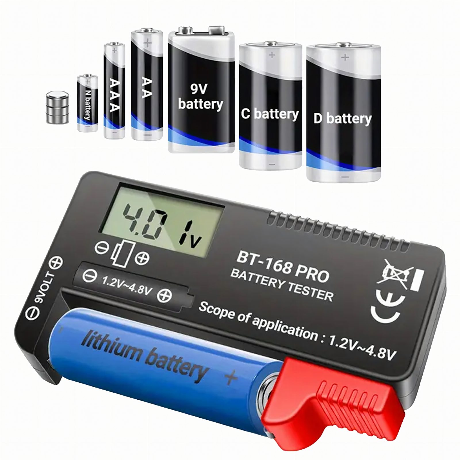 Cyfrowy Tester Miernik Baterii Ogniw Uniwersalny AA AAA 9V 18650 LCD 