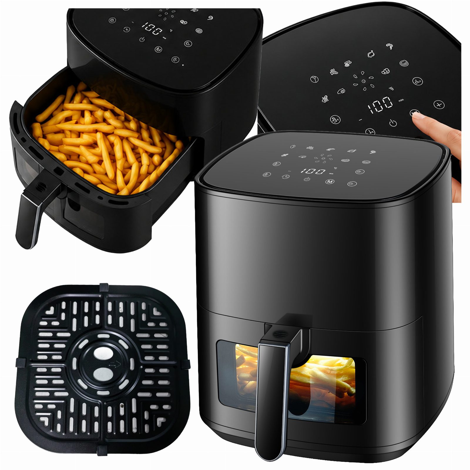 Frytkownica Beztłuszczowa Air Fryer 5L Frytownica 1500W 9 Programów Mocna