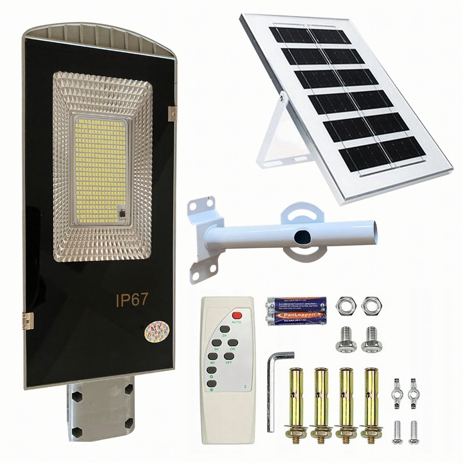Latarnia Ogrodowa Lampa Solarna na Słup Mocna 100W Panel Uliczna 129 Led