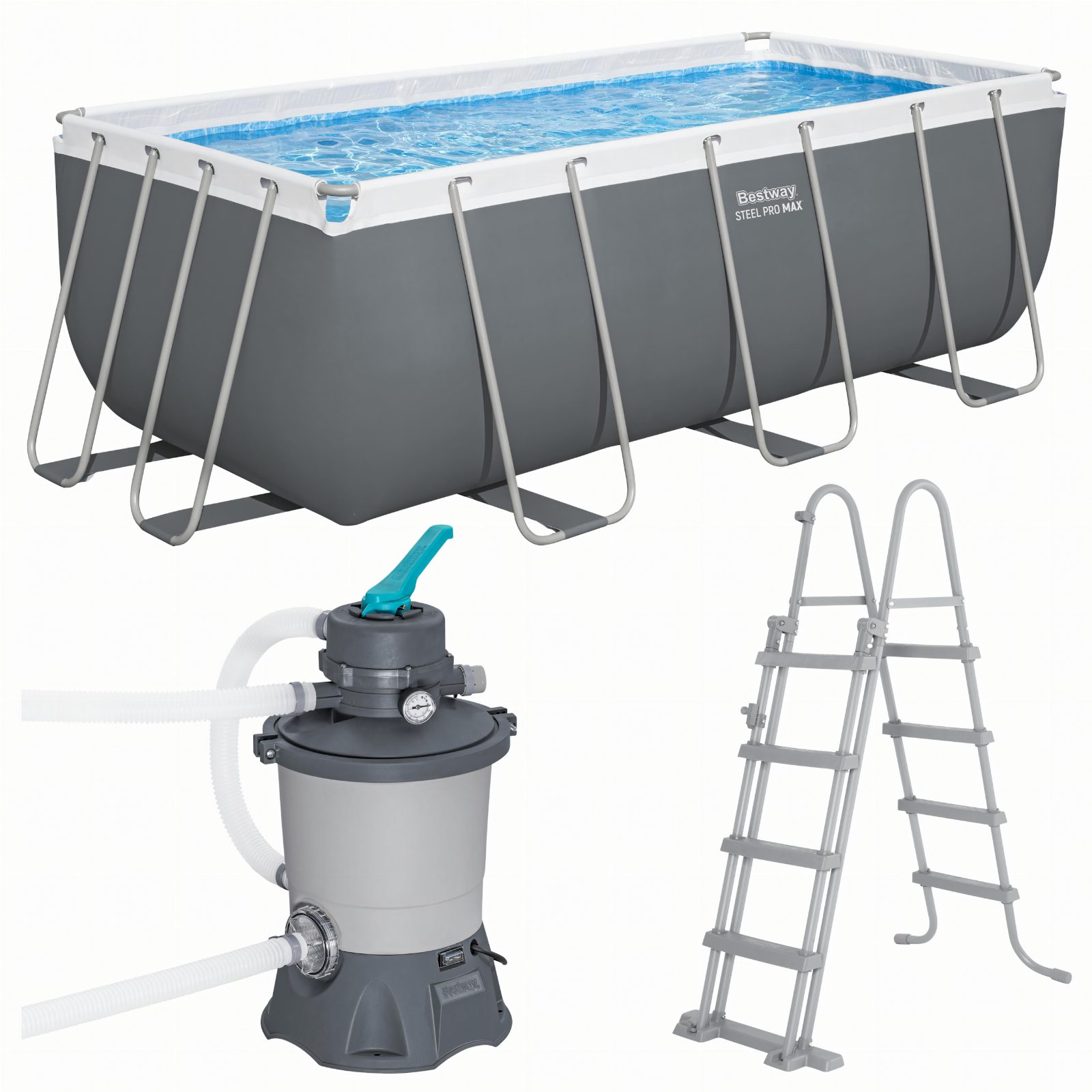 Bestway 56457 Steel Pro Basen Stelażowy Prostokątny Ogrodowy 412x201x122 cm