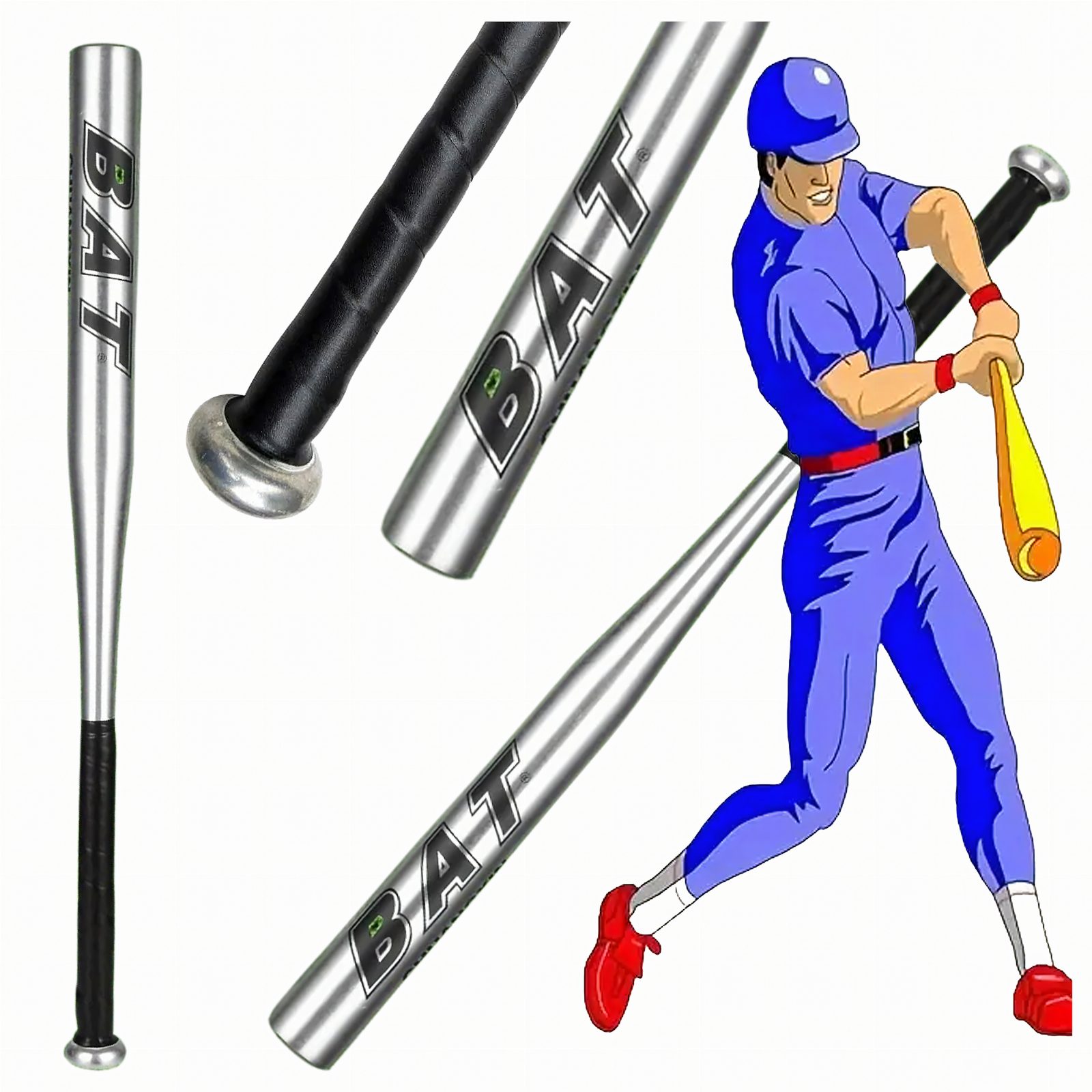 Kij Baseballowy Bejsbolowy Bat Aluminiowy 25" 64cm Mocny Treningowy Srebrny