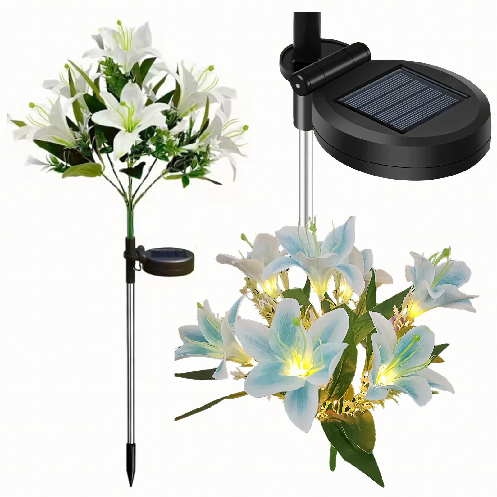 Lampa Solarna Ogrodowa Wbijna Kwiat Lilii Lilia Ozdoba Kwiaty Solarne Led