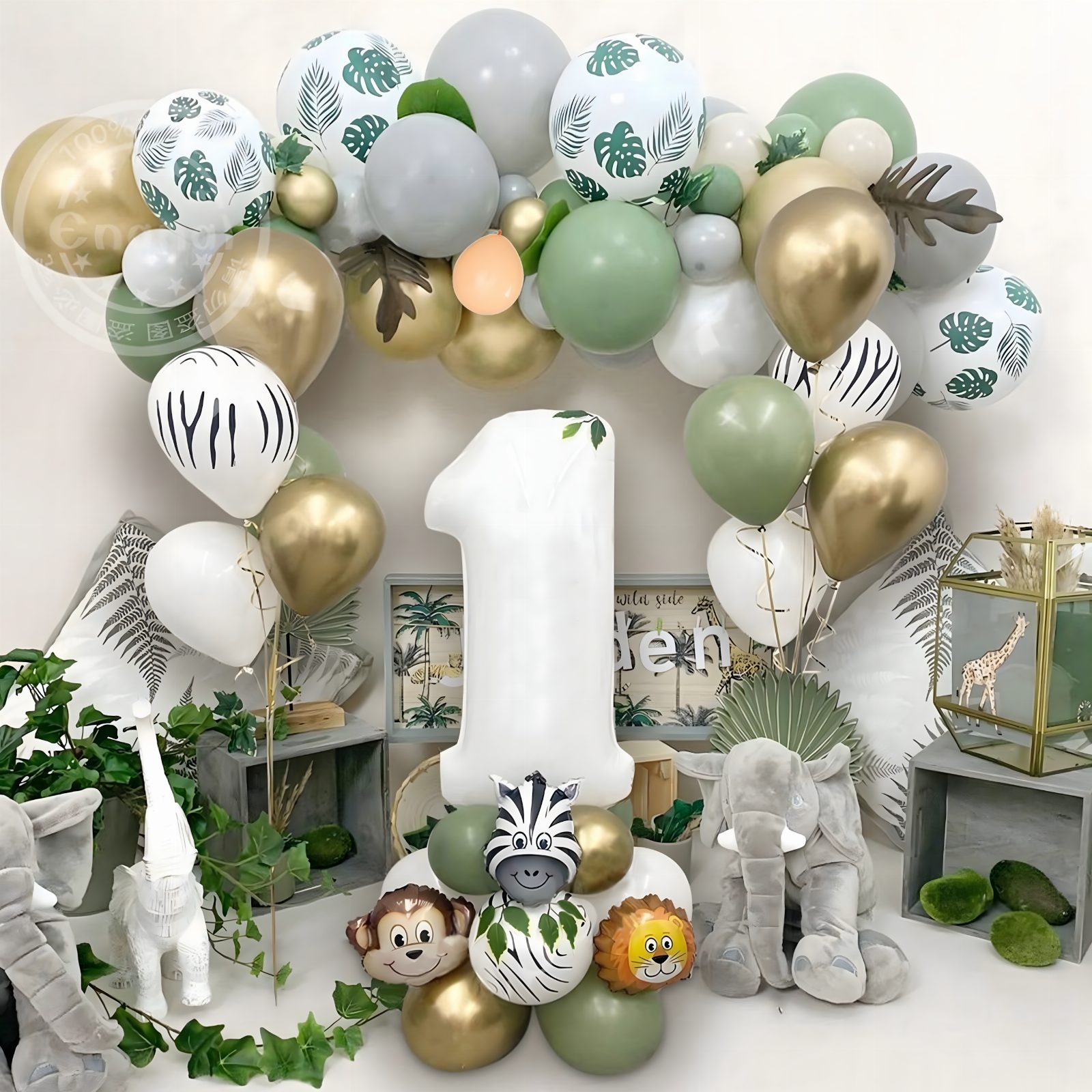 Girlanda Balonowa Zestaw Balonów Balony Balon na 1 Urodziny Zoo 52 ele