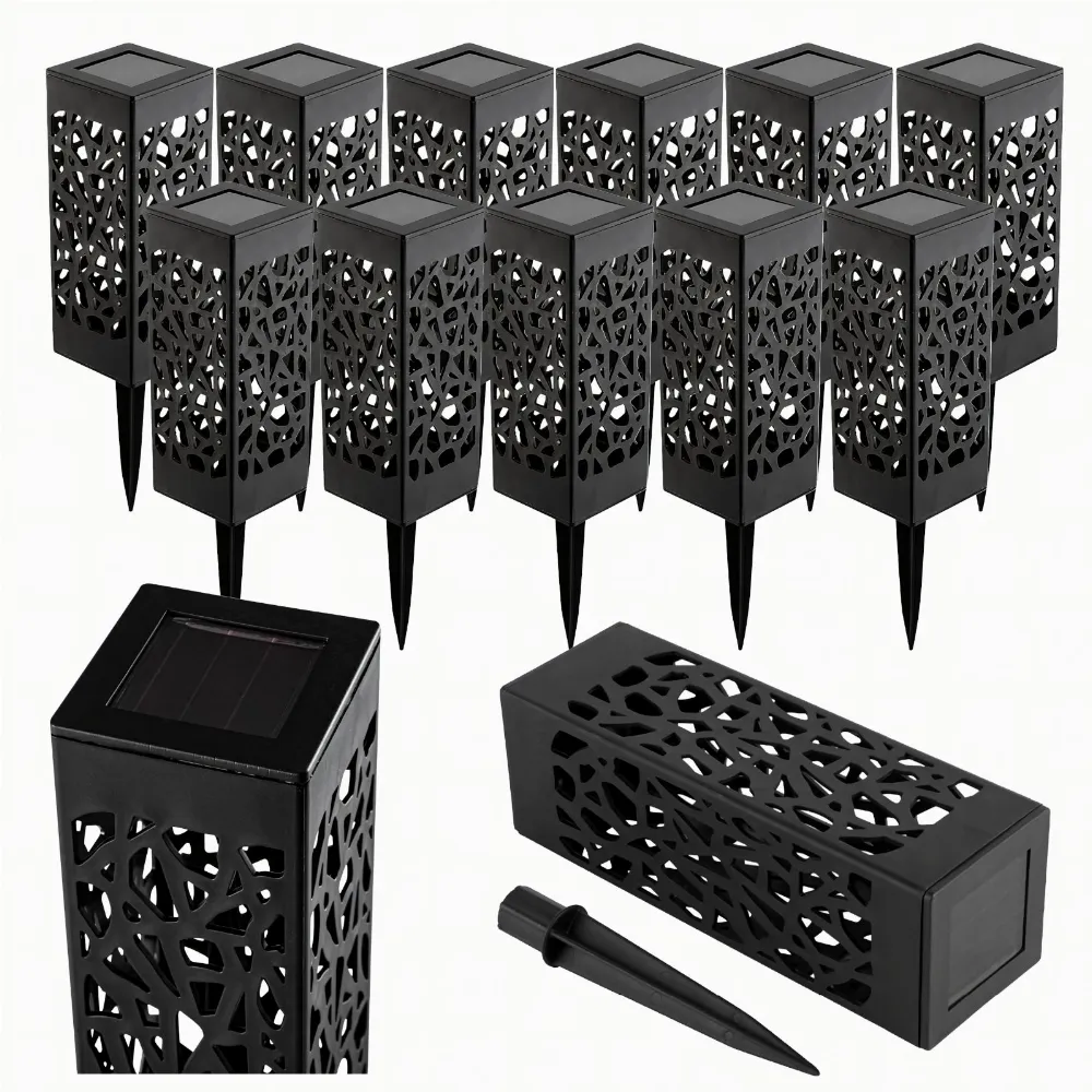 12x Lampa Ogrodowa Solarna Wbijana Słupek Dekoracyjna Pochodnia Latarnia