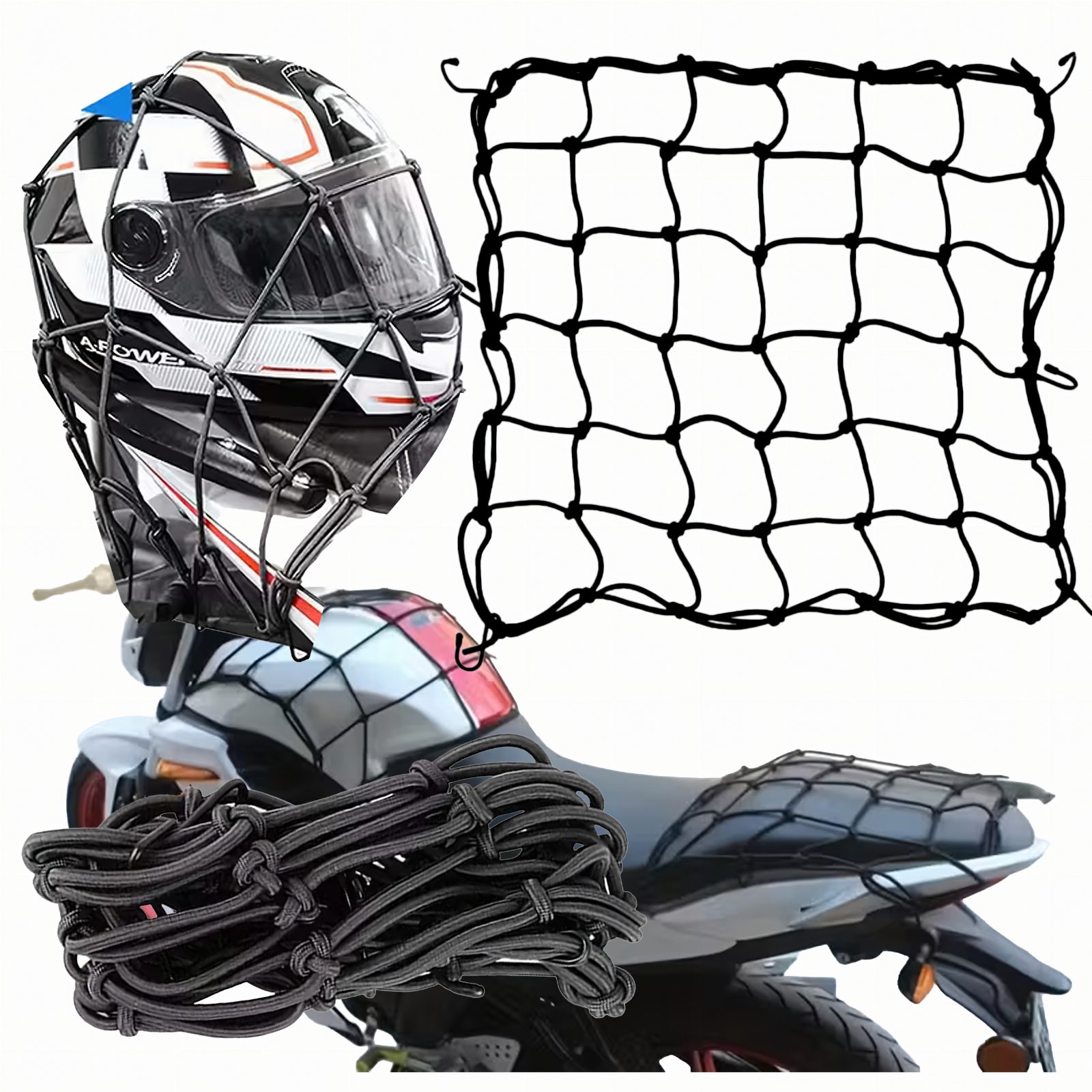 Siatka Guma Bagażowa na Kask Kufer Quad Motocyklowa Rowerowa Haki 30x30cm 