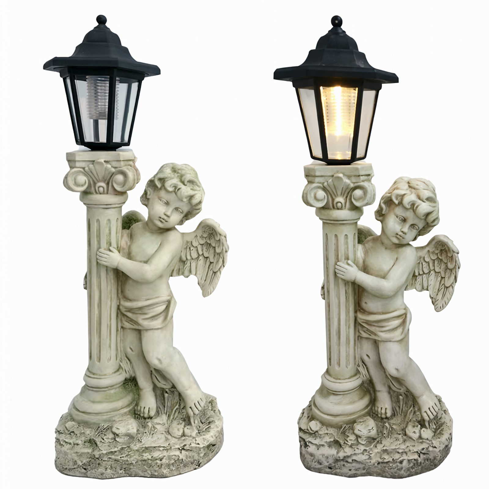 Figurka Świecznik Dekoracja Posążek Aniołek Solarny Led do Ogrodu na Grób 49cm