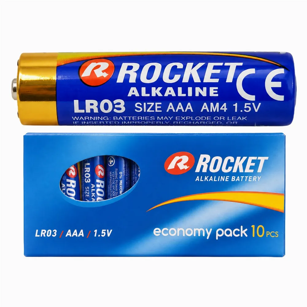 Baterie 10 szt Alkaliczne Rocket LR03 AAA 1,5V LR3 Bateria Zestaw Paluszki