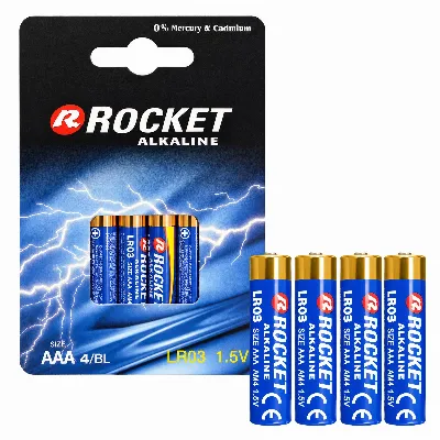 Baterie Alkaliczne Rocket RL03 AAA 1,5V LR3 Bateria Zestaw Paluszki 4szt 
