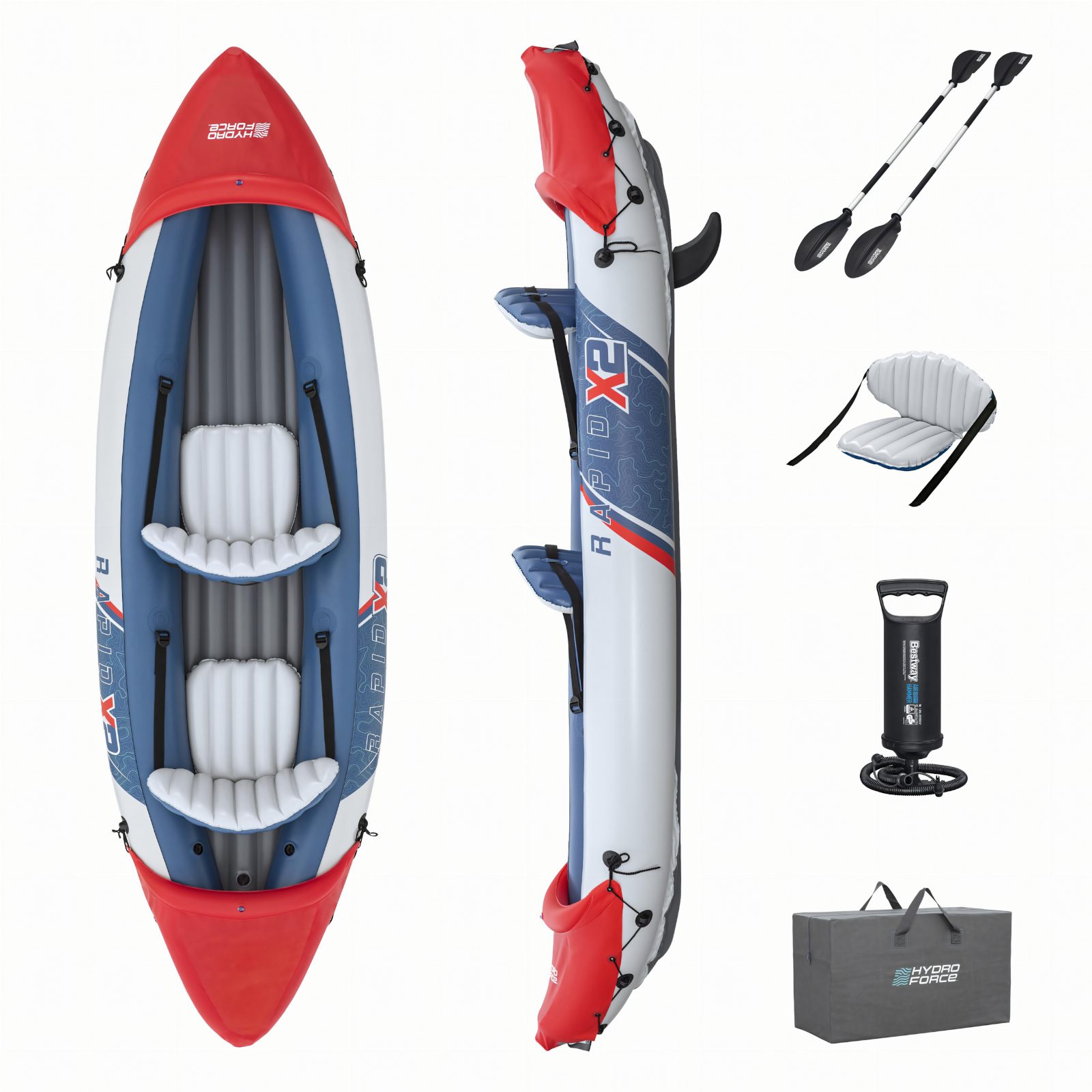 Bestway 65077 Kajak Dmuchany 2 Osobowy Lite Rapid X2 321 x 100 cm Zestaw