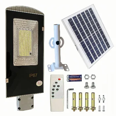 Latarnia Ogrodowa Lampa Solarna na Słup Mocna 200W Panel Uliczna 247 Led