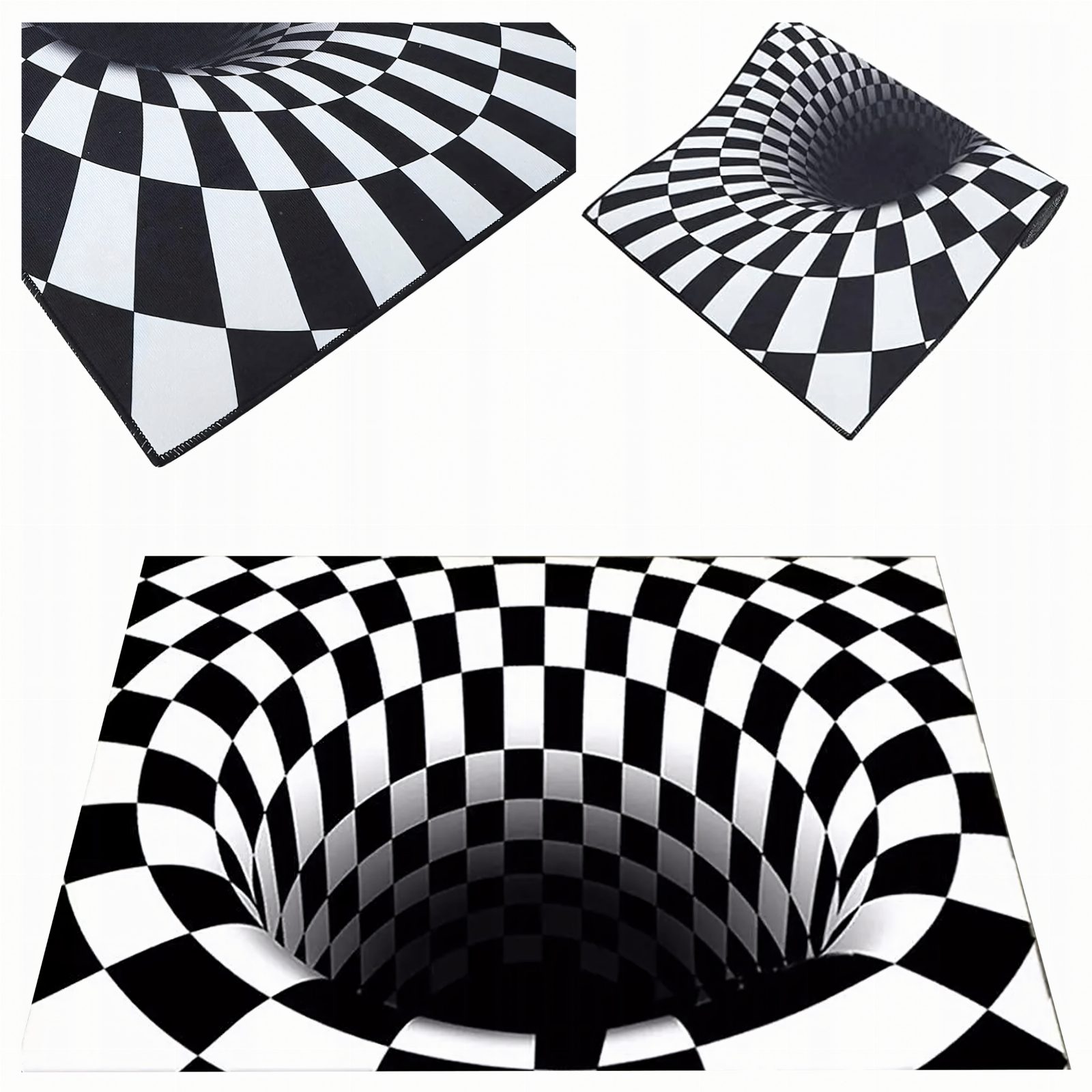 Chodnik Dywanik Mata Wycieraczka z Efektem 3D Iluzja Biała Dziura 50x80cm