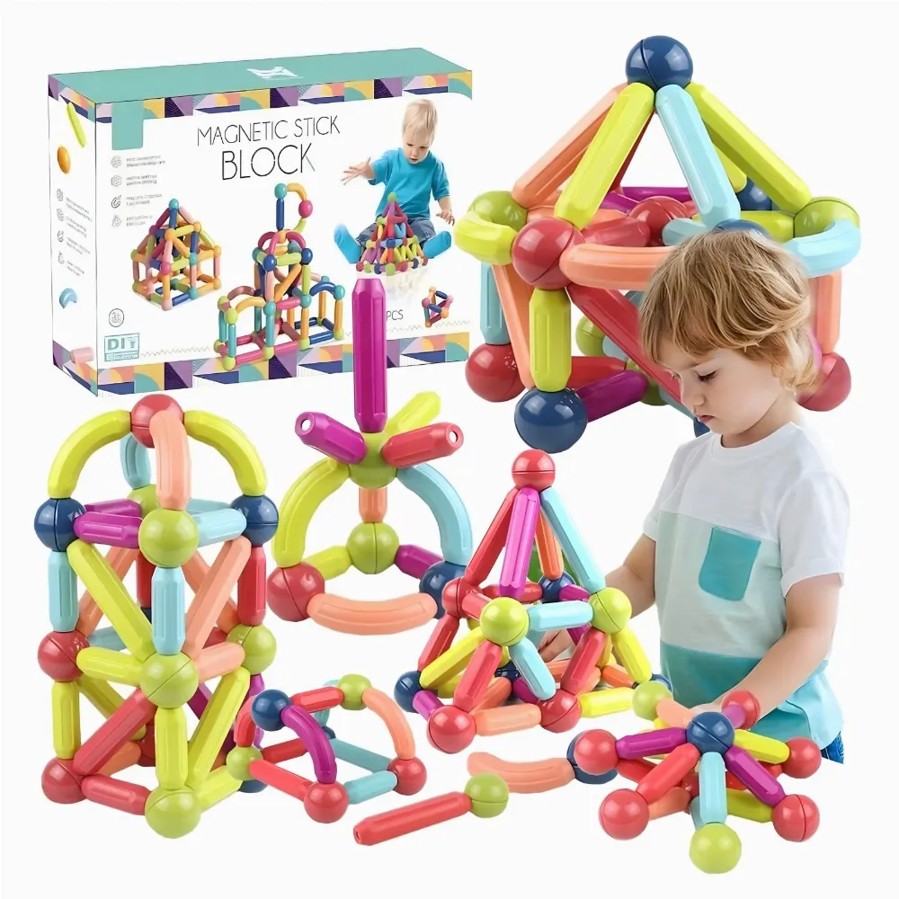 Duże Klocki Magnetyczne Edukacyjne Kreatywne Magnetic Sticks 120 Elementów 