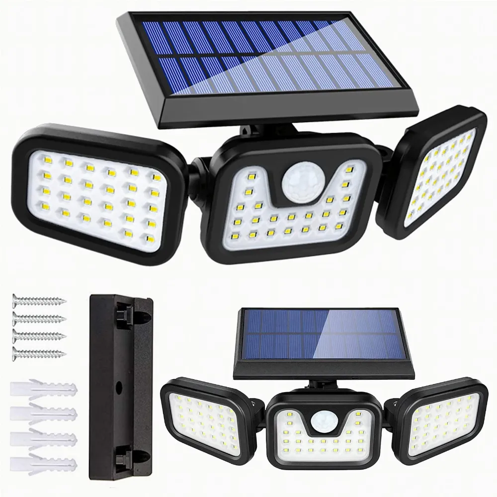 Lampa Solarna 74 Led 4w1 Zewnętrzna Uliczna Czujnik Ruchu Zmierzchu Mocna