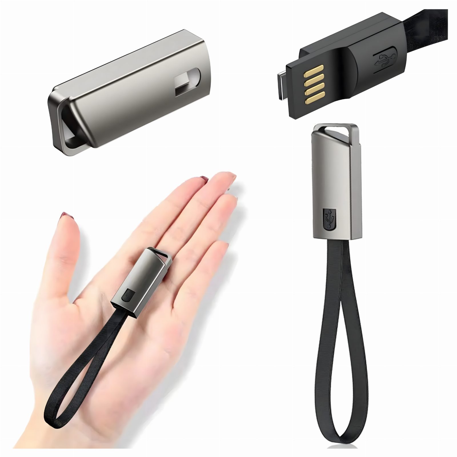Kabel Ładowarka Brelok Smycz do Danych USB-C - USB-A Szybkie Ładowanie 