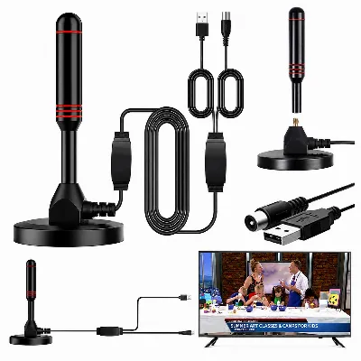 Antena Pokojowa Cyfrowa TV DVBT-2 HEVC Wzmacniacz Aktywna  MUX-8 4K Magnes