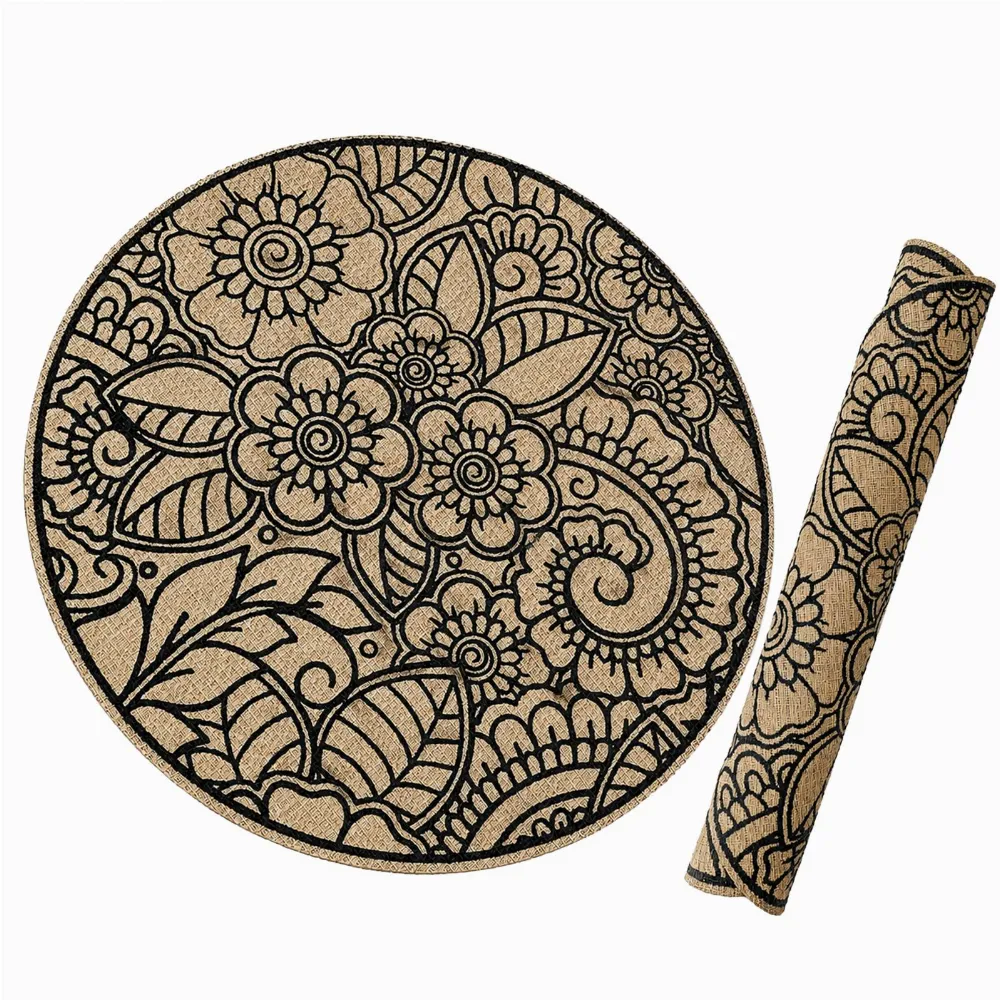 Podkładka Mata na Stół Blat pod Talerz Stołowa Okrągła Boho Ochronna 38 cm