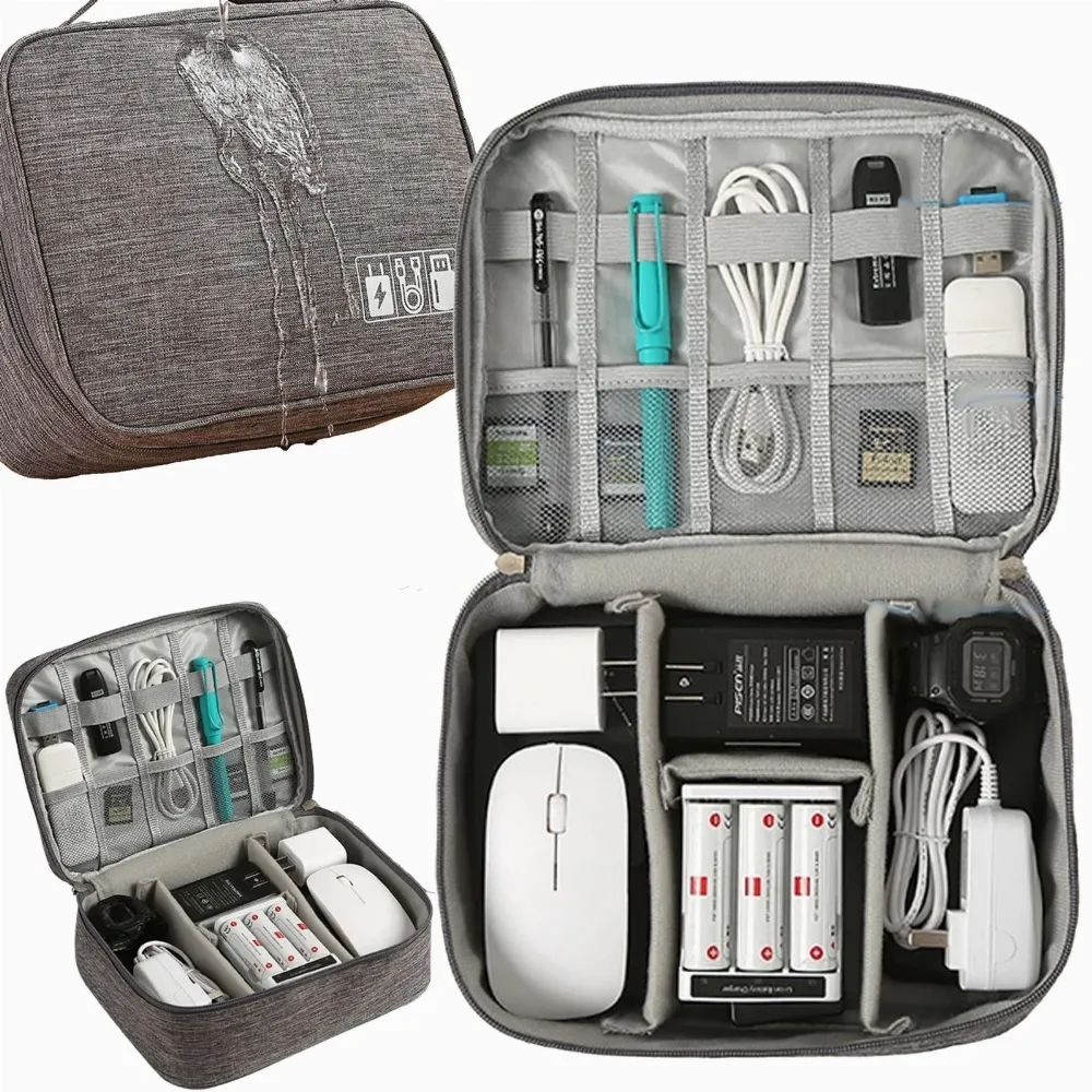 ORGANIZER PODRÓŻNY ETUI TORBA NA KABLE ŁADOWARKI USB AKCESORIA + UCHWYT 