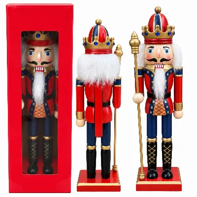 Drewniany Dziadek do Orzechów Figurka Ozdobna Świąteczna 30 cm Premium