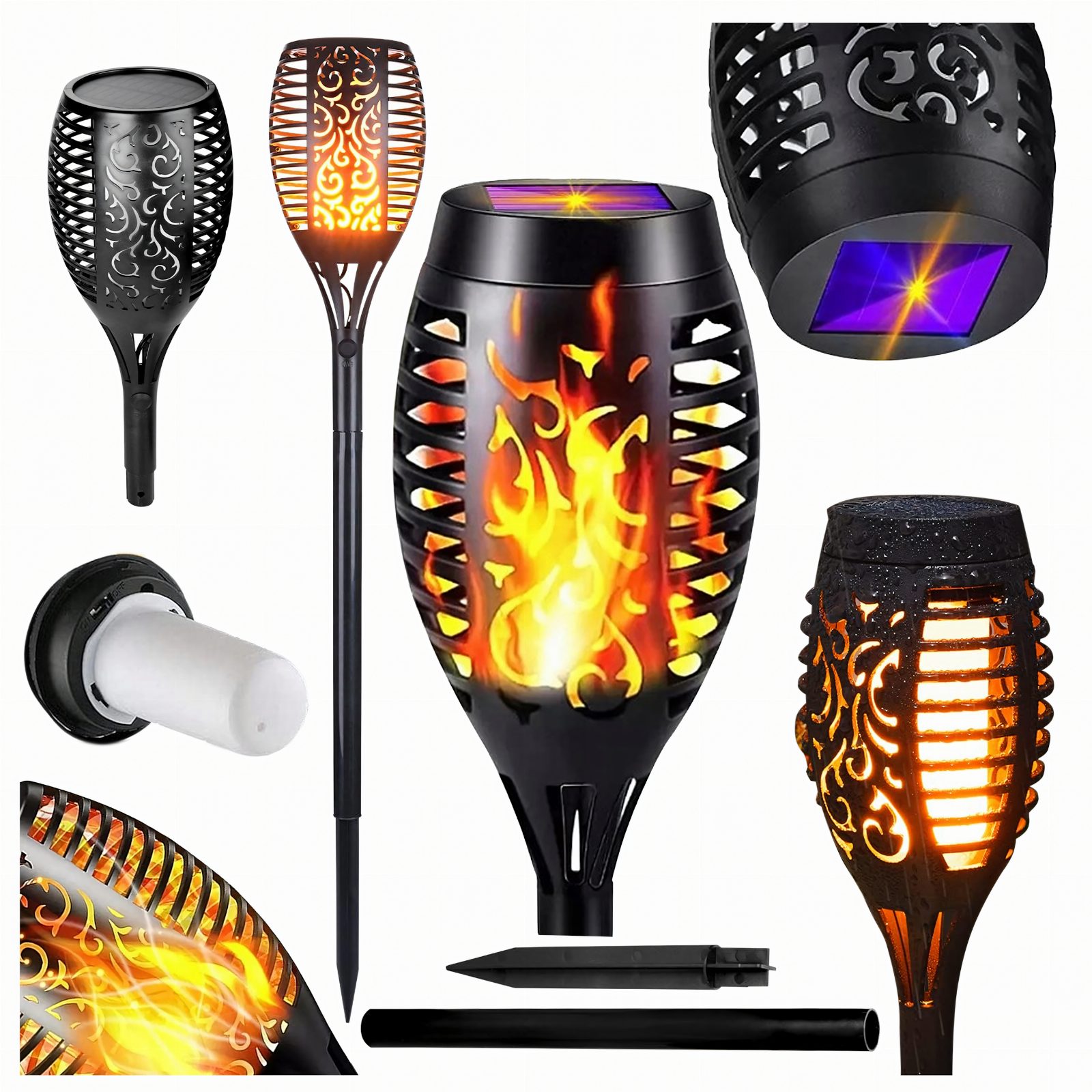Lampa Solarna Ogrodowa Pochodnia Ogień Efekt Płomienia Wbijana  ozdobna 4szt.