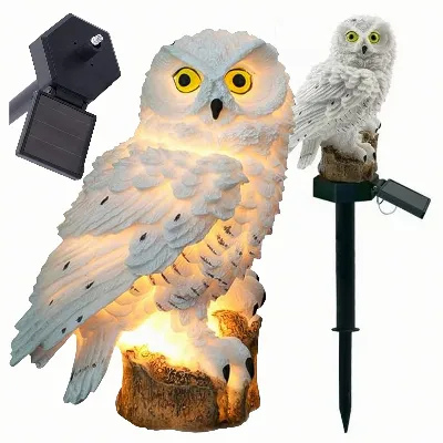 Lampa Solarna Ogrodowa Led Sowa Wbijana Duża Lampka Dekoracja do Ogrodu