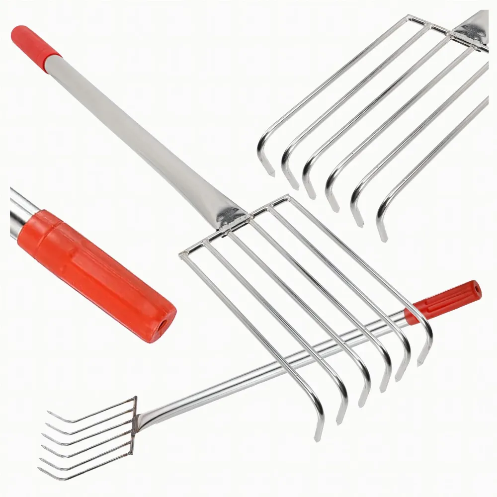 Grabki Ogrodowe Ogrodnicze Metalowe Pazurki do Grabienia Spulchniania 6 Zębne 56 cm