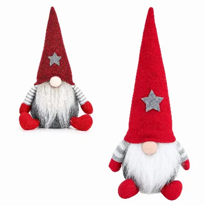 Skrzat Świąteczny Gnom Krasnal Siedzący 28cm Dekoracja Pod Choinkę Prezent