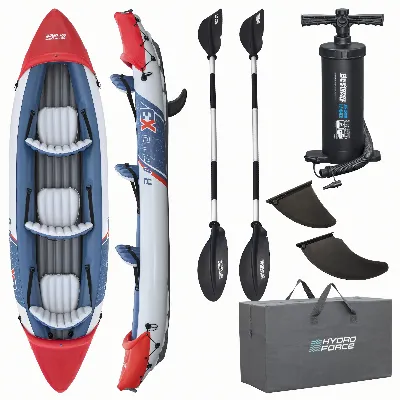 Bestway 65132 Kajak 3 Osobowy Dmuchany Rapid X3 Zestaw Pompka Wiosła Torba