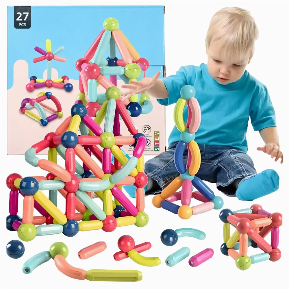 Klocki Magnetyczne Edukacyjne Kreatywne Magnetic Sticks 27 Elementów  