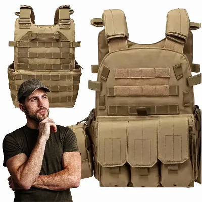 KAMIZELKA TAKTYCZNA WOJSKOWA OCHRONNA MOLLE LEKKA AIRSOFT ZASOBNIKI ASG
