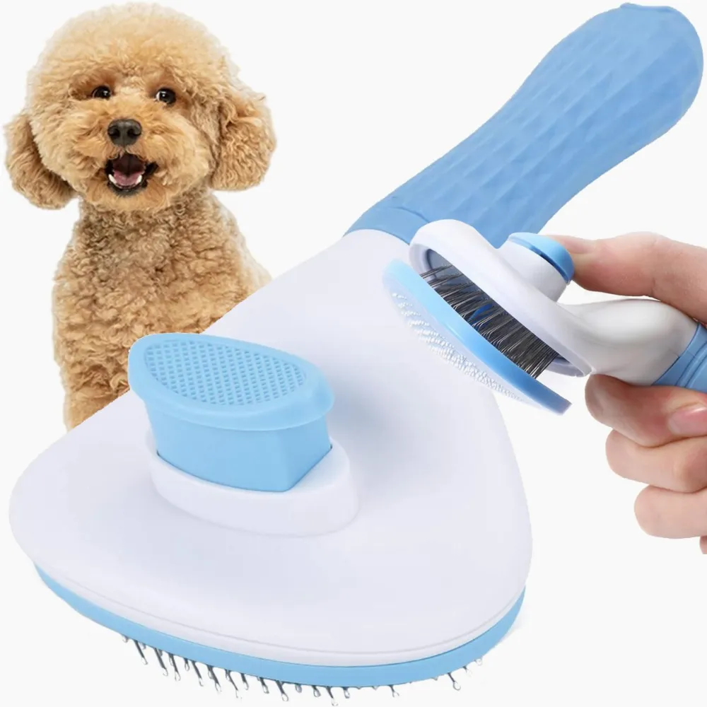 SZCZOTKA DO SIERŚCI DLA PSA KOTA SAMOCZYSZCZĄCA ERGONOMICZNA GRZEBIEŃ 