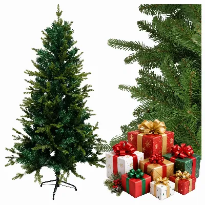 Sztuczna Choinka Świąteczna Świerk jak Żywa Premium Zielona 220cm Stojak 