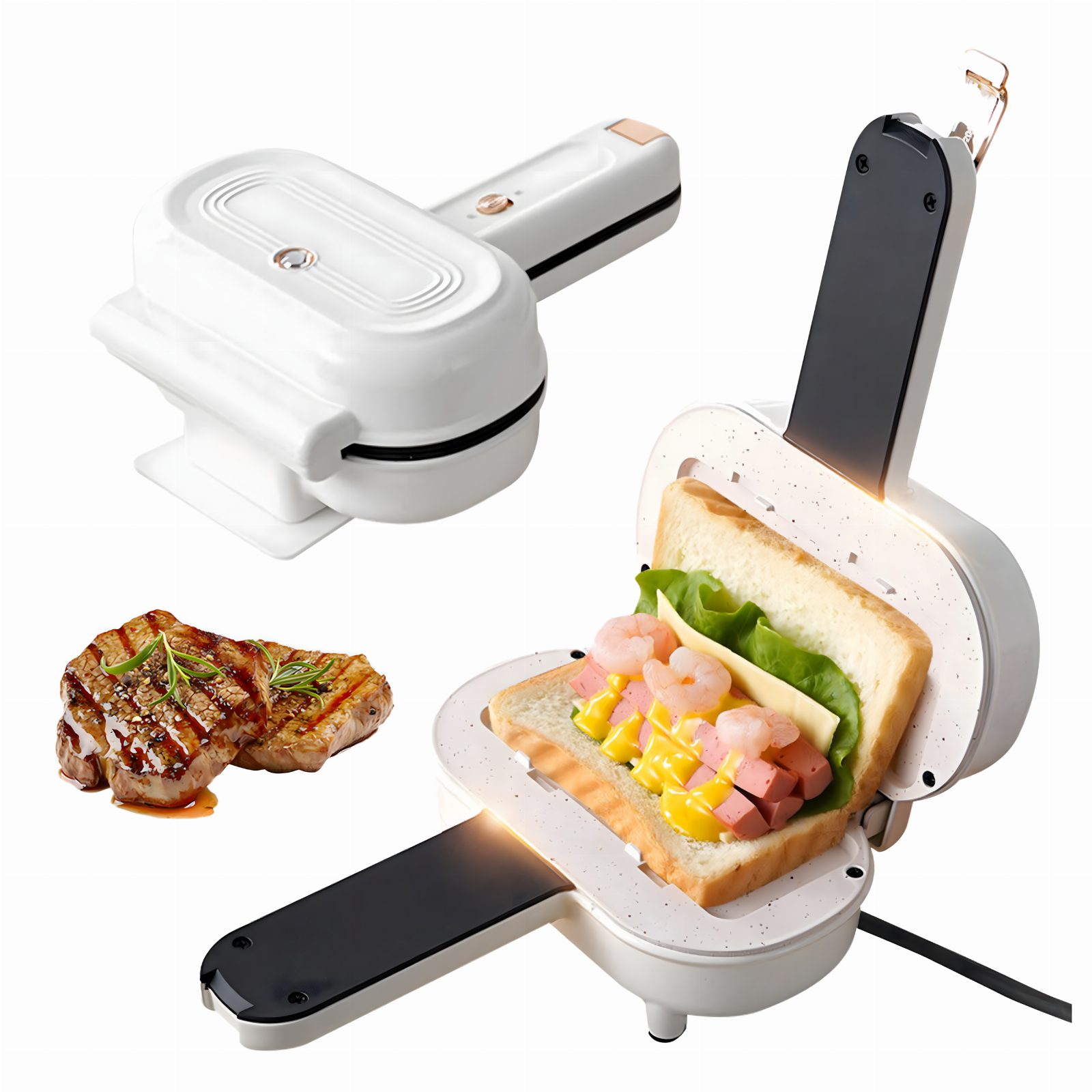 Toster Opiekacz do Kanapek Tostów Sandwich 700W Nieprzywierająca Powłoka