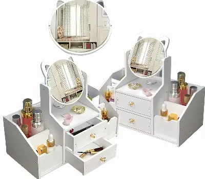 Szkatułka na biżuterię Toaletka z Lusterkiem na Kosmetyki Organizer Glamour