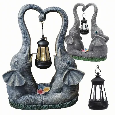 Figurka Lampka Lampa Ozdoba Ogrodowa Solarna Led Słoń Słonik z Lampionem 