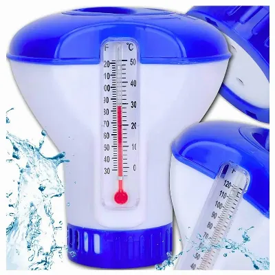 Dozownik z Termometrem na Tabletki do Basenu Pływak do Chemii 2w1 Termometr