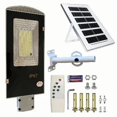 Latarnia Ogrodowa Lampa Solarna na Słup Mocna 50W Panel Uliczna 100 Led