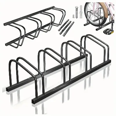 Stojak na 4 Rowery Rowerowy Uchwyt Czarny Stalowy Duży Solidny 100x32,5x26