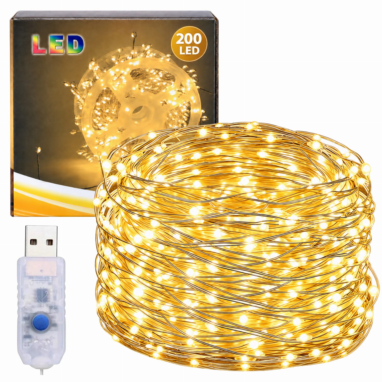Lampki Choinkowe Druciki 200 LED Diody Dekoracja Świąteczna Światełka 6m 