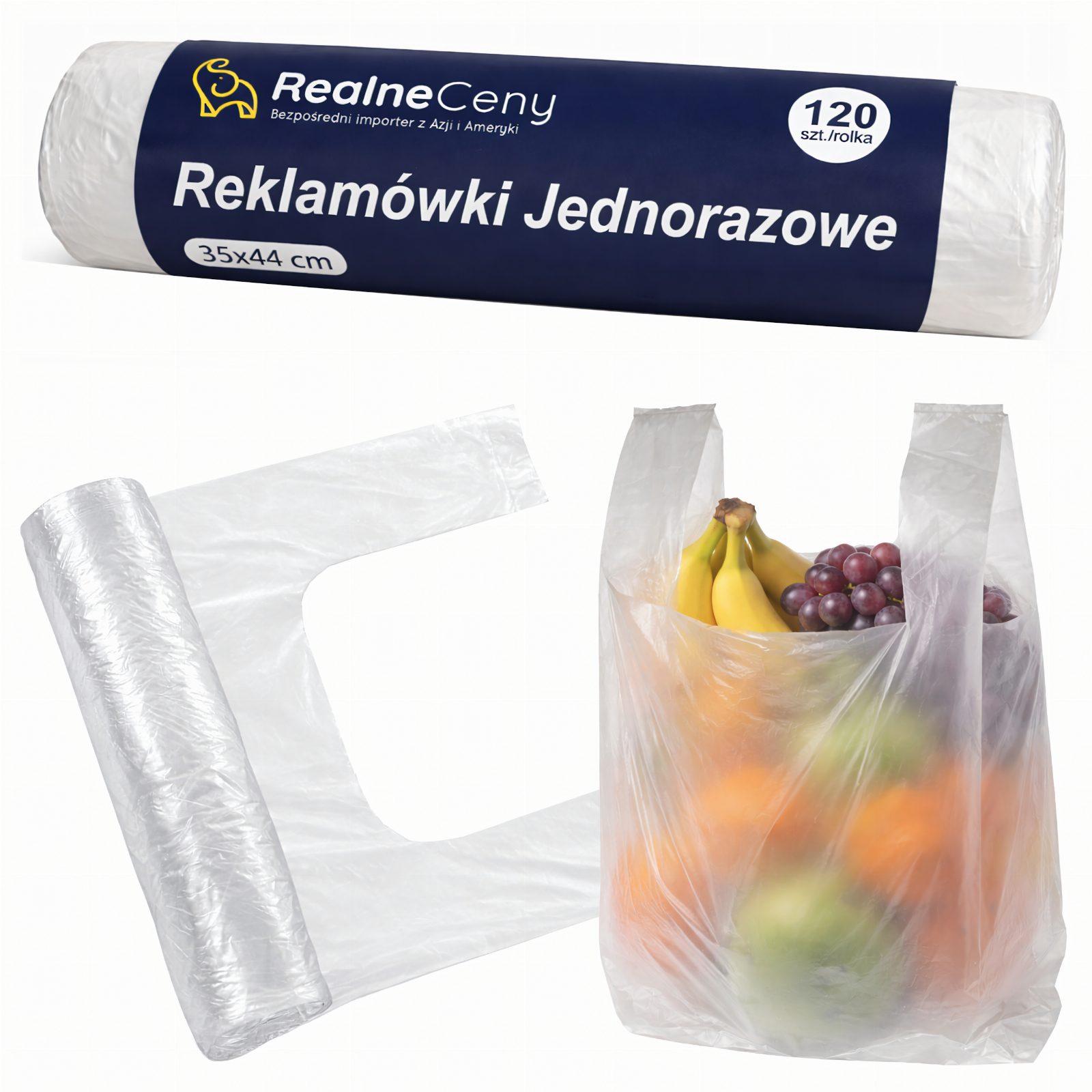 Reklamówki Foliówki Zrywki Foliowe Jednorazowe 44x35cm Rolka 120szt Mocne 