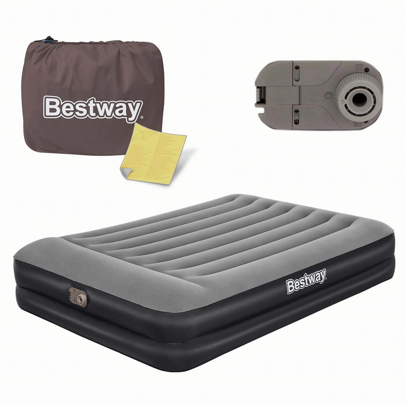 Bestway 67403 Materac Dmuchany TriTech ze Zintegrowaną Pompką 203x152x46cm 