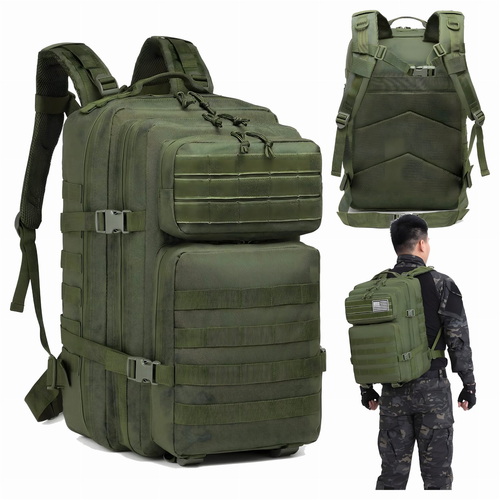 PLECAK SZKOLNY TAKTYCZNY PODRÓŻNY TURYSTYCZNY MILITARNY MĘSKI DUŻY 45L 