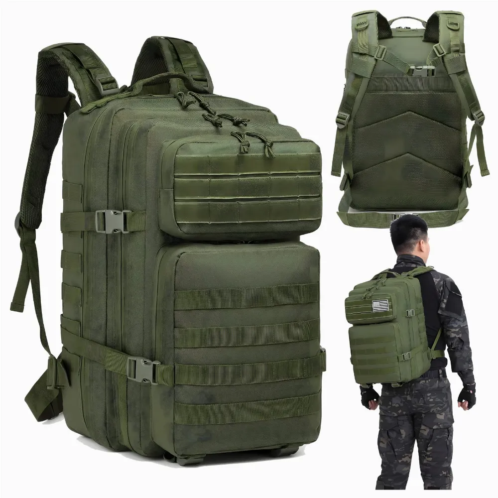 PLECAK SZKOLNY TAKTYCZNY PODRÓŻNY TURYSTYCZNY MILITARNY MĘSKI DUŻY 45L 