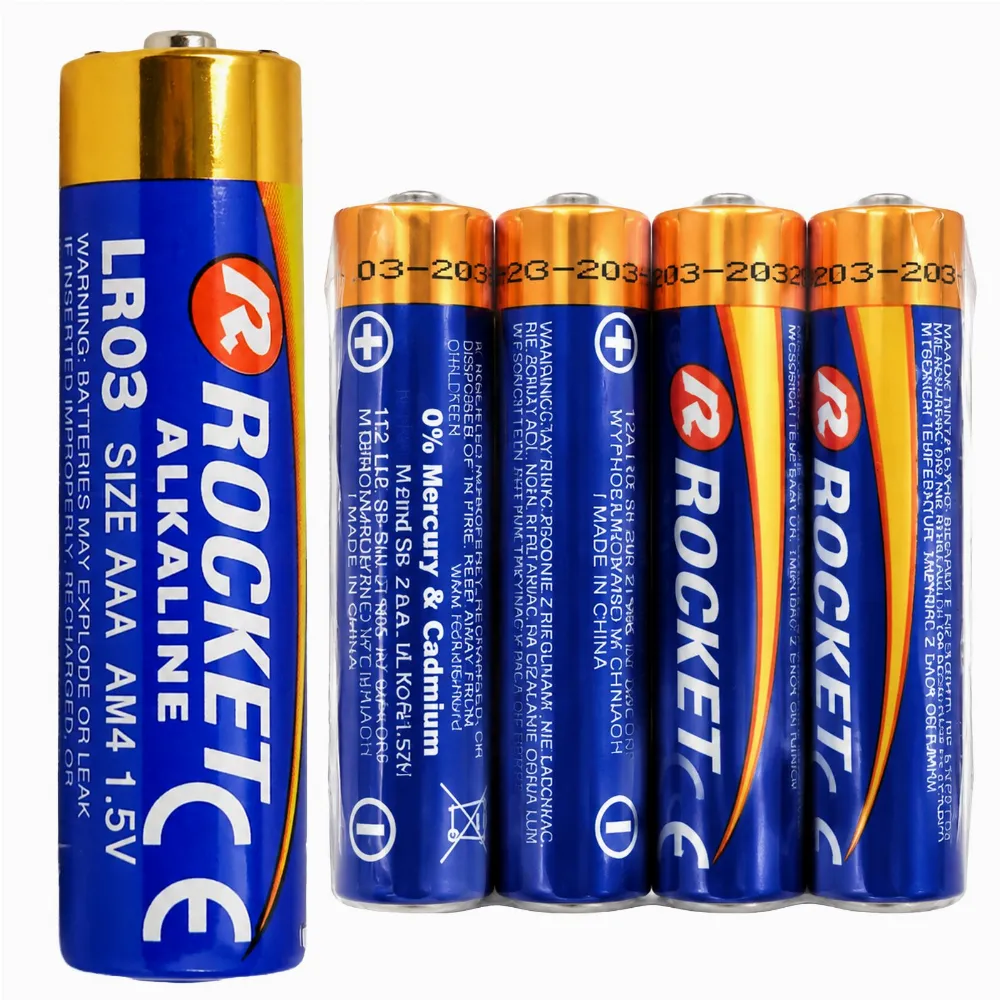 Baterie 4 Szt Alkaliczne Rocket LR03 AAA 1,5V LR3 Bateria Zestaw Paluszki 