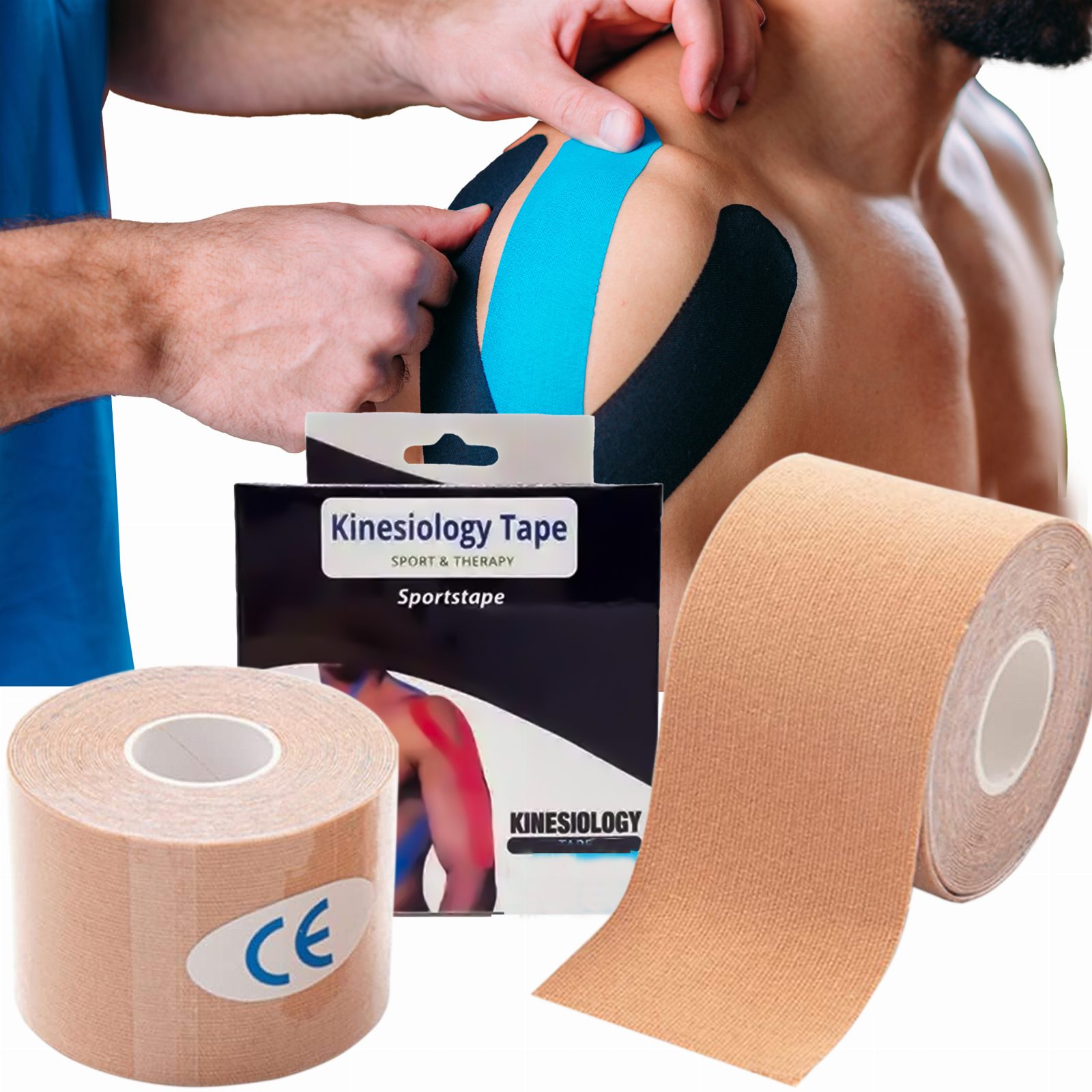Plastry Tape Tejpy Kinesio Taping Tejp Taśma Kinesio Sport Pro 5Mx5CM