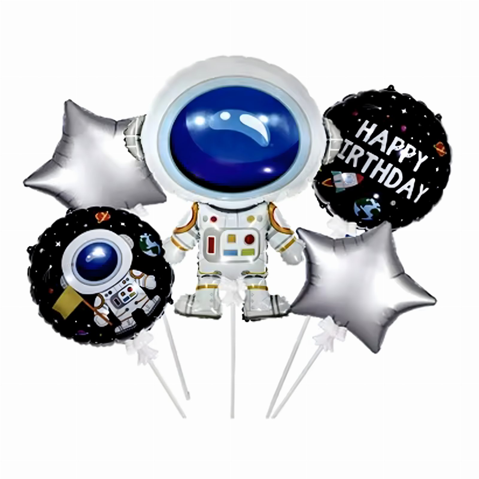 Zestaw Balonów Foliowych na Urodziny Kosmos Astronauta Gwiazdy 5 szt 
